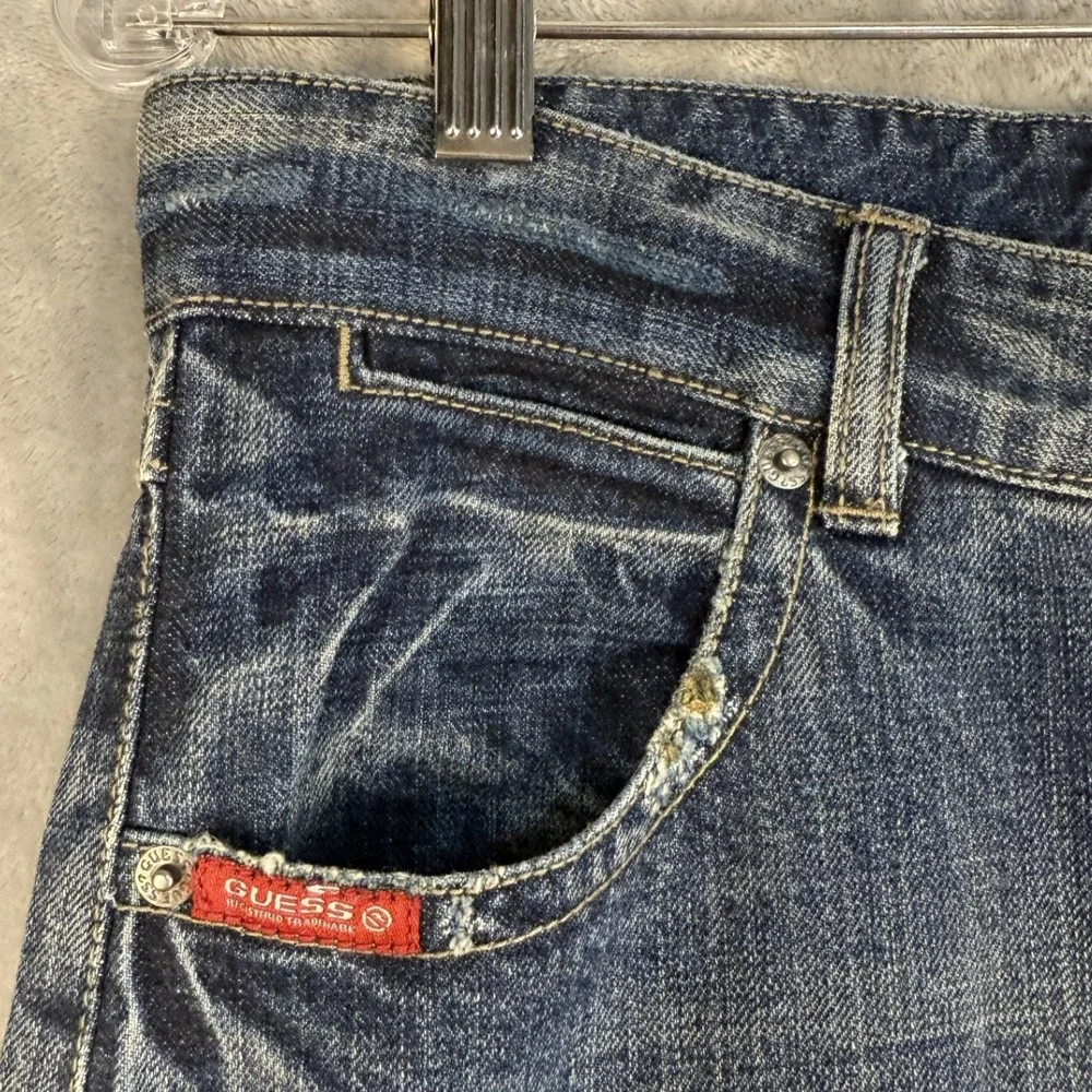 Y2K GUESS Jeans Men Blue Wash Bootcut Denim‎ Pants Size 29